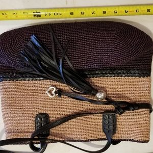 Brighton leather/Straw bag with neat tassel
